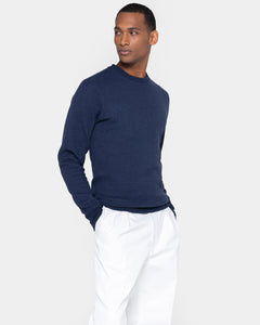 Felpa girocollo Blu Melange Cotone Cashmere | Filatori