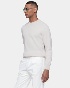 Meringue Long Sleeve Crewneck in Super 100's Carded Wool | Filatori