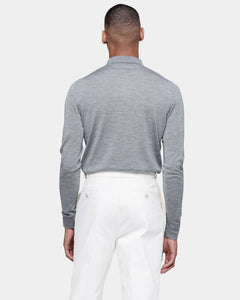 Grey Long Sleeved Polo Knitwear in Extrafine Merino Wool and Silk | Filatori