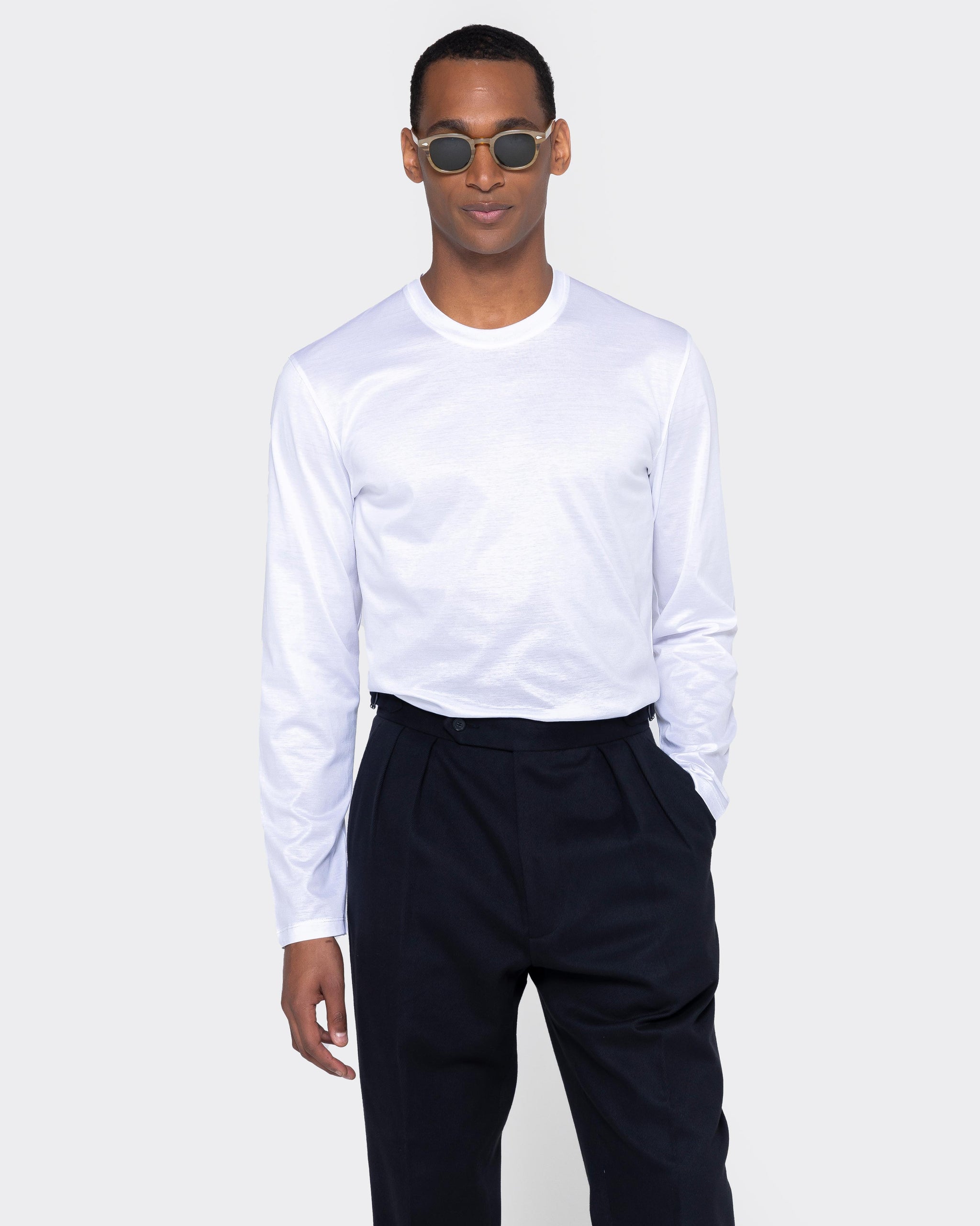 White Long Sleeve T-Shirt 100% Egyptian Cotton | Filatori 