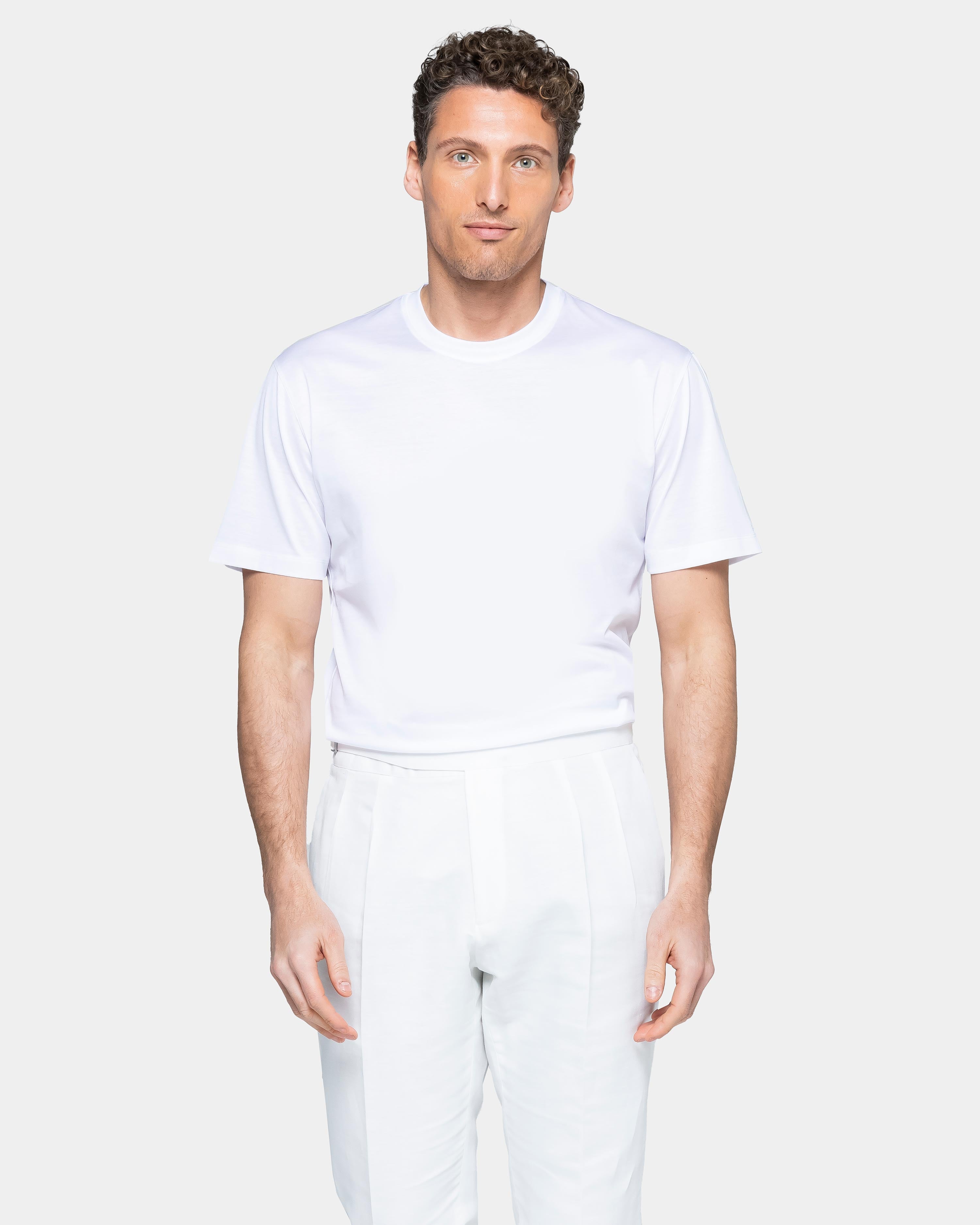 Men plain white t-shirt 100% high cotton | Filatori